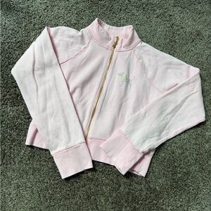 Victoria’s Secret PINK x Love Shack Fancy Full Zip Pink Cropped Sweatshirt Med